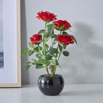 Gardenia Artificial Rose Flowers in Ceramic Pot