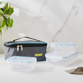 Korobka Set of 4 Polypropylene Lunch Boxes with Bag