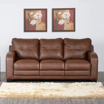 Vista Half Leather 3-Seater Sofa - Brown