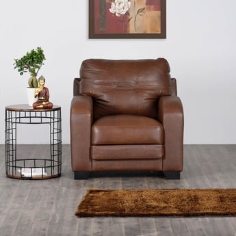 Vista Half Leather 1-Seater Sofa - Brown