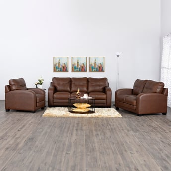 Vista Half Leather 3+2+1 Seater Sofa Set - Brown