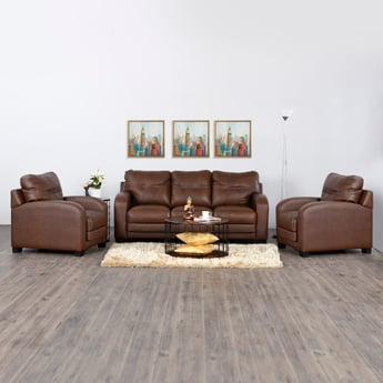 Vista Half Leather 3+1+1 Seater Sofa Set - Brown