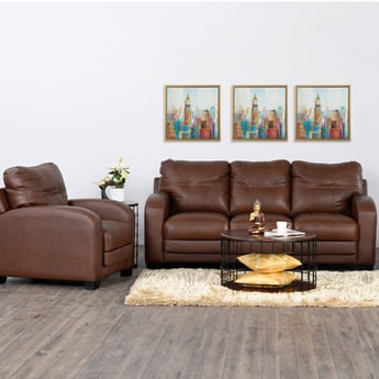 Vista Half Leather 3+1 Seater Sofa Set - Brown