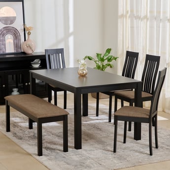 Diana Brown 6-Seater Dining Table with 4 Chairs and 1 Bench