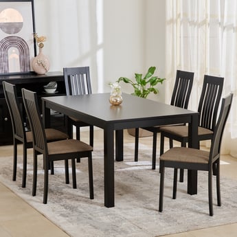 Diana Brown Rubber Wood 6-Seater Dining Table Set With Chairs