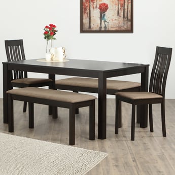 Diana Brown Beech Wood 6-Seater Dining Table With 2 Chairs And 2 Benches
