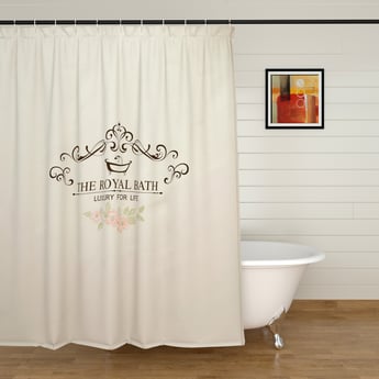 Royal Bath White Printed Shower Curtain - 180x180cm
