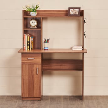 Quadro Nxt Edge Study Desk with Cabinet - Brown