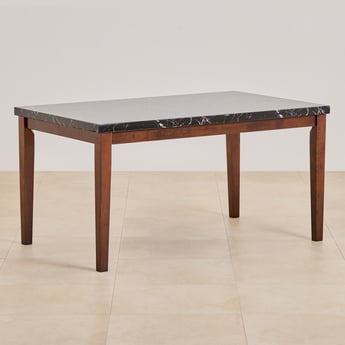 Jasper Faux Marble Top 6-Seater Dining Table - Black and Brown