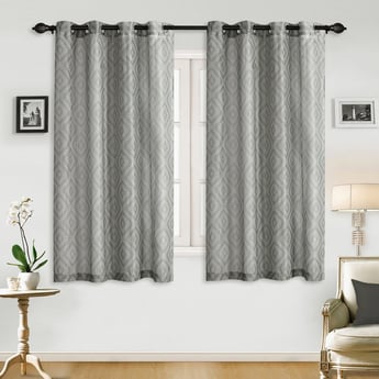 DECO WINDOW Grey Printed Blackout Window 
Curtain - 132x152cm - Set of 2