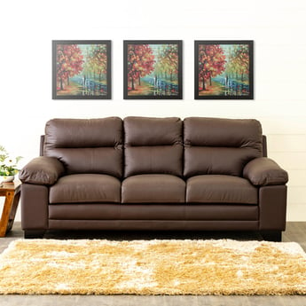 Winchester Half Leather 3-Seater Sofa - Brown