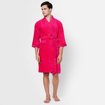 SPACES Exotica Cotton Quick-Dry Adult Bathrobe, Red- L