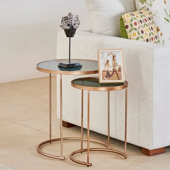 Caliban Glass Top Nest of 2 Tables - Gold