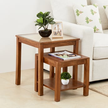 Cane Connection Nest of 2 Tables - Brown