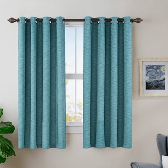 DECO WINDOW Teal Printed Window Curtain With Eyelets - Set of 2 - 122x152 cm