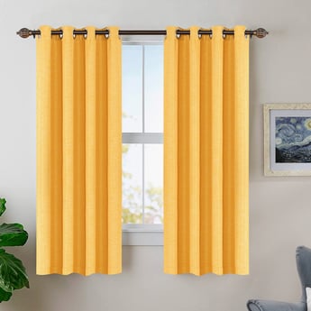 DECO WINDOW Yellow Textured Semi-Blackout Window Curtain - 122x152cm - Set Of 2