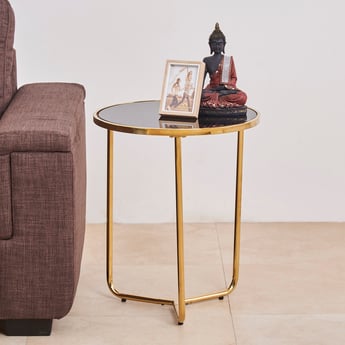 Monarch Tempered Glass Top End Table - Black and Gold