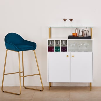 Velvetica Bar Cabinet with Serving Counter - White