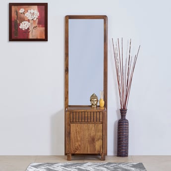 Olivia Mango Wood Dresser Mirror with Drawer - Brown