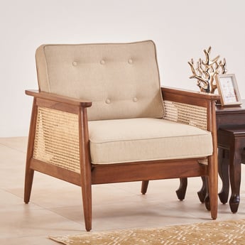 Cane Connection Fabric Accent Chair - Brown