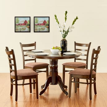 Cleo Rubber Wood 4-Seater Dining Set with Chairs - Brown