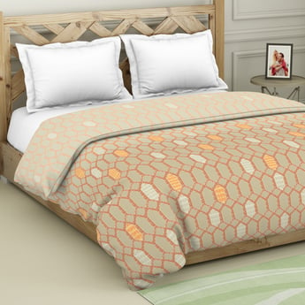 Spaces Blockbuster Orange Printed Cotton Double Bed Quilt - 224X270Cm