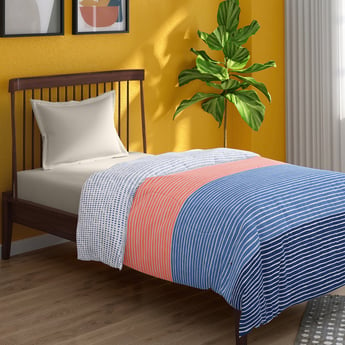 PORTICO Hashtag Multicolour Striped Cotton Single Comforter - 152 cm x 220 cm
