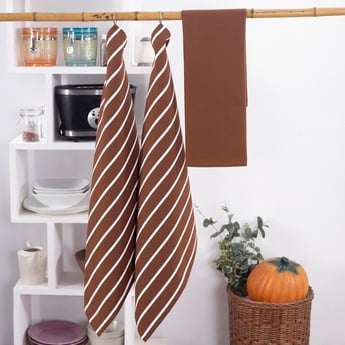 MASPAR Set of 3 Cotton Kitchen Towels - Brown