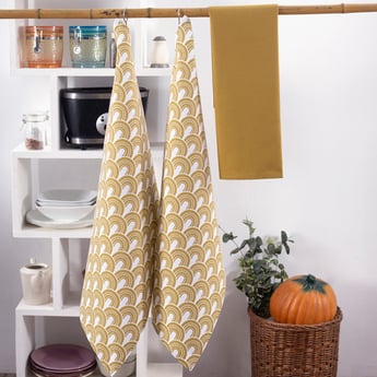 MASPAR Russel Set of 2 Cotton Kitchen Towels - Yellow