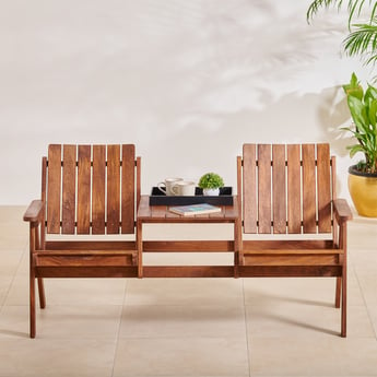 Jack and Jill Mango Wood 2-Seater Outdoor Chair - Brown
