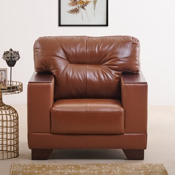 Walter Half Leather 1-Seater Sofa - Dark Tan