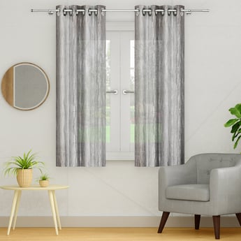 PORTICO Willow Curtains Brown Printed Window Curtains - 130x160cm - Set of 2