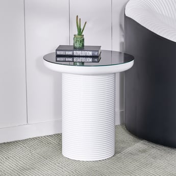 Charlie Glass Top End Table - White