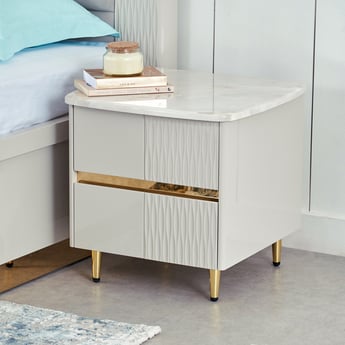 Vegas Bed Side Table with Drawers - Grey