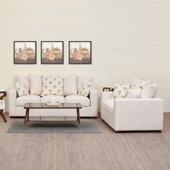Cane Connection Fabric 3+2 Seater Sofa Set with Cushions - Beige