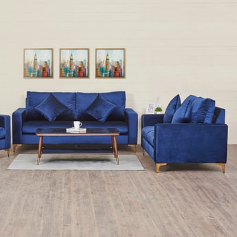 Noir Novelty Fabric 3+2 Seater Sofa Set - Blue