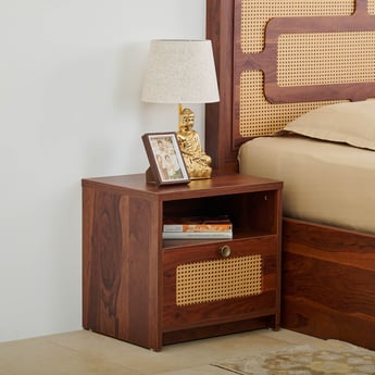 Elsa Bed Side Table with Drawer - Brown