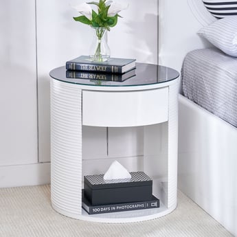 Charlie Bed Side Table with Drawer - White