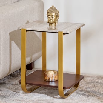 Alexander Marble Top End Table - Gold
