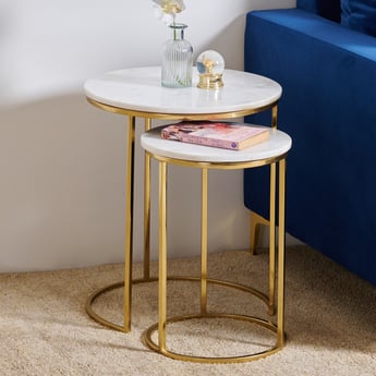 Salisbury NXT Marble Top Nest of 2 Tables - Gold