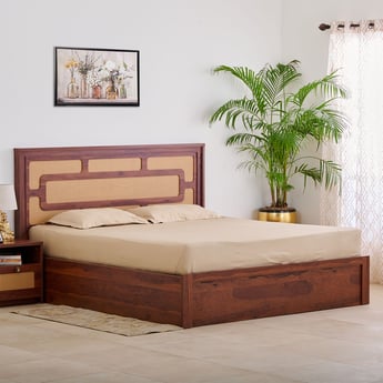 Elsa Daisy King Bed with Hydraulic Storage - Brown