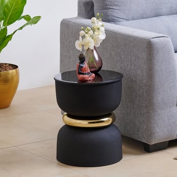 Peter Glass Top Accent Table - Black