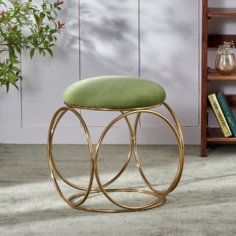 Citrine Fabric Stool - Gold and Green
