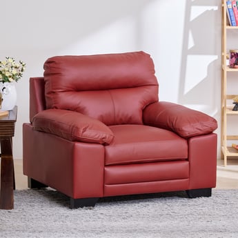 Winchester Half Leather 1-Seater Sofa - Burgundy