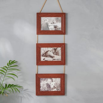 Sepia Set of 3 Wooden Tiered Photo Frames - 57x20cm