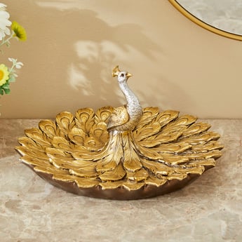 Corsica Polyresin Peacock Decorative Platter