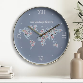 Casablanca Glass Map Printed Wall Clock - 30cm