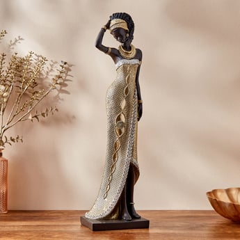 Jaguar Polyresin Standing African Woman Figurine