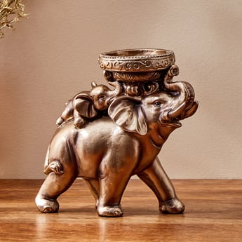 Jaguar Polyresin Elephant Figurine with T-light Holder