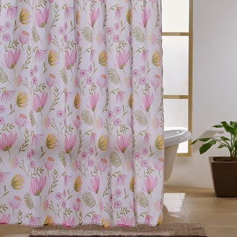 Mekong Floral Print Shower Curtain with Rings - 180x180cm